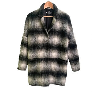 Volcom Fuzzy Wool Plaid Pea Coat Jacket
